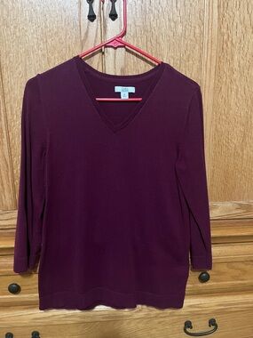 croft & barrow Deep Plum V-Neck Sweater